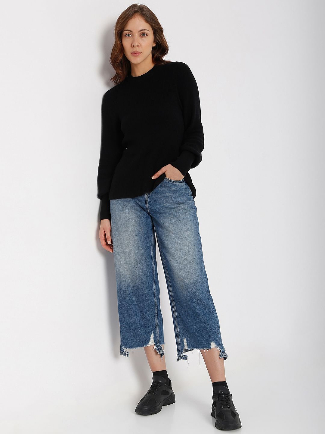 Black Peplum Pullover