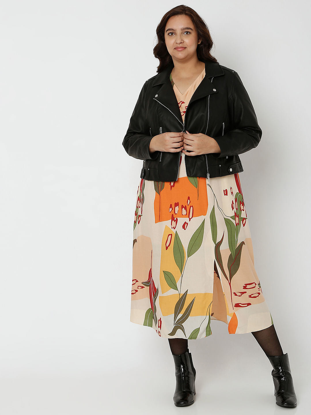 Curve Black Pu Biker Jacket