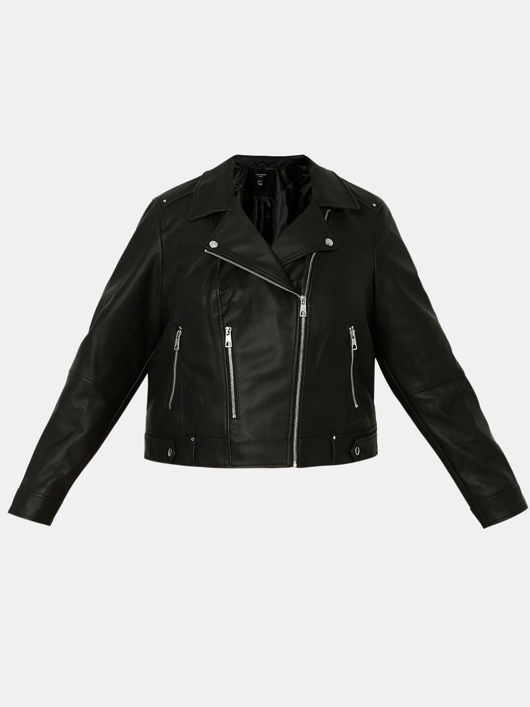 Curve Black Pu Biker Jacket