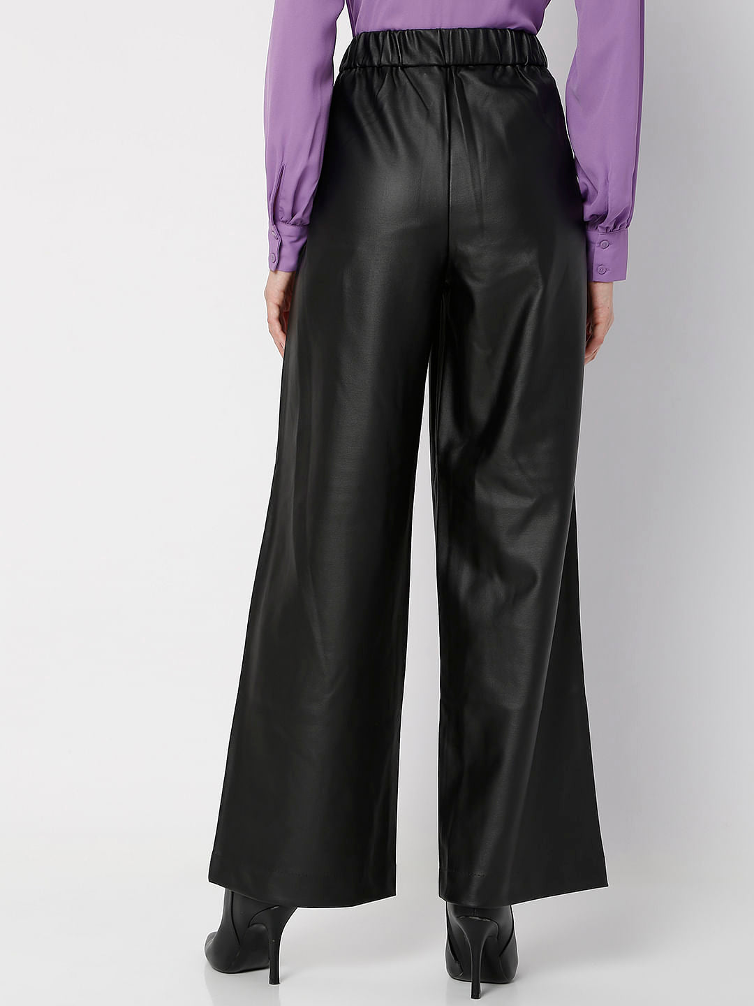 Black High Rise Wide Leg Pants