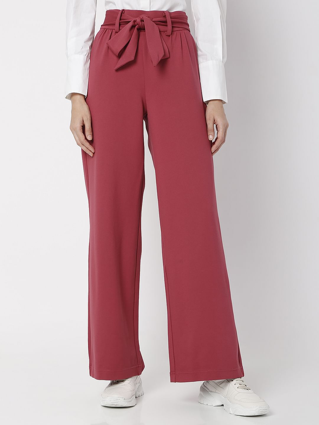 Red High Rise Co-Ord Pants