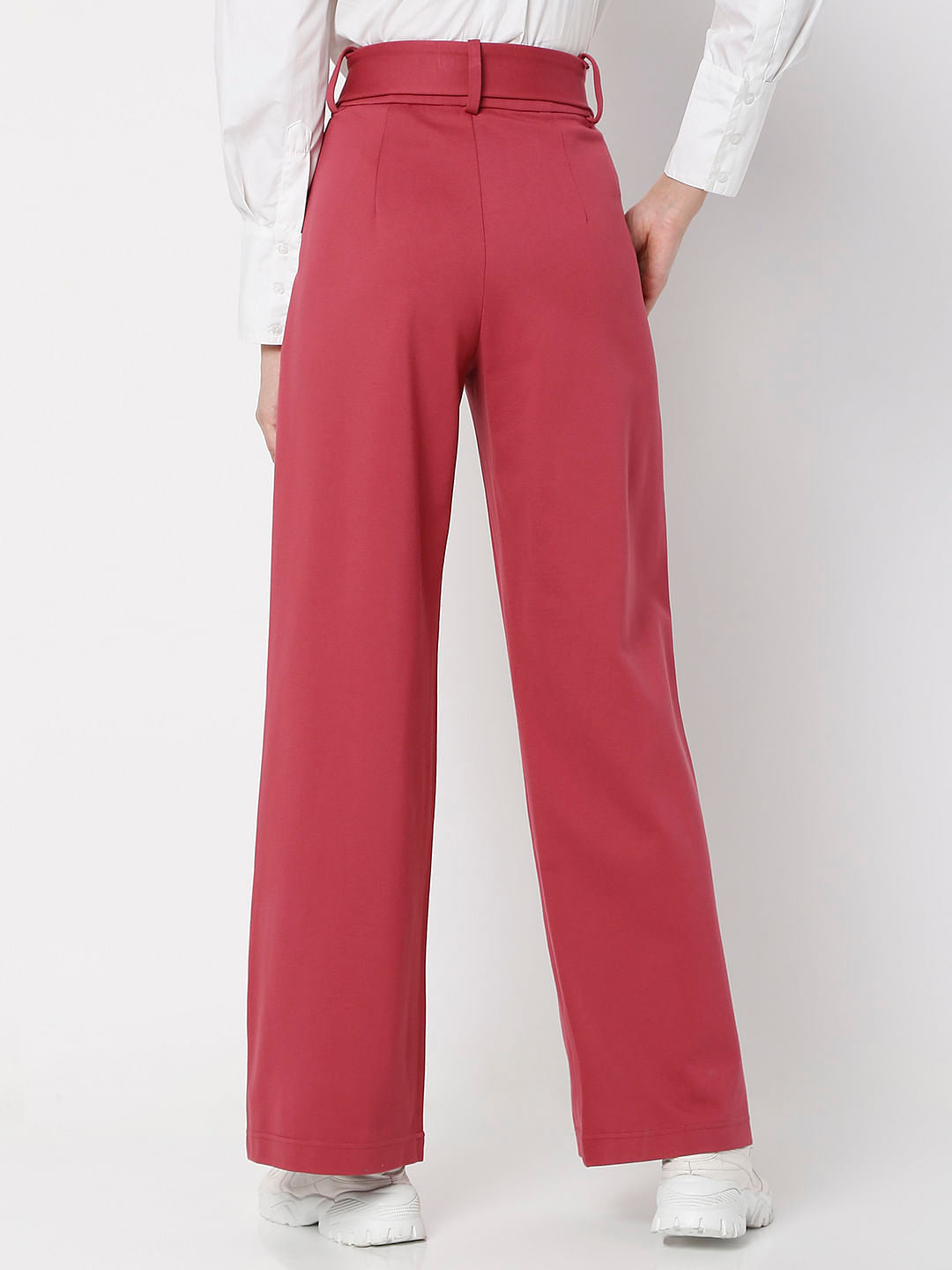 Red High Rise Co-Ord Pants