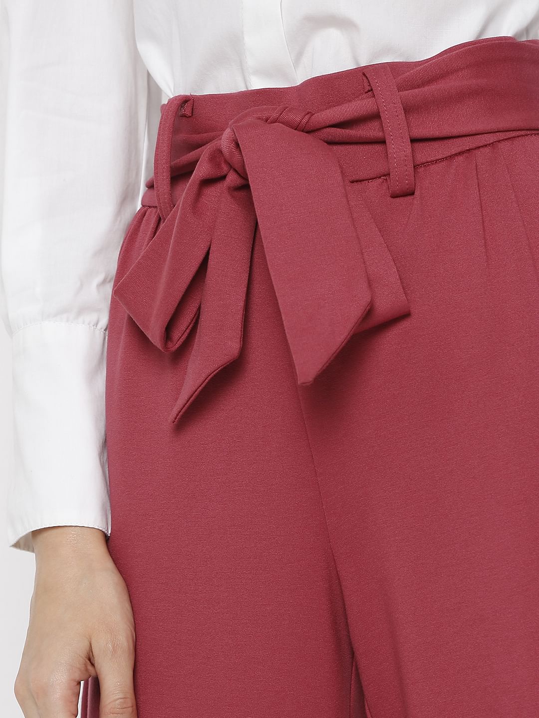 Red High Rise Co-Ord Pants