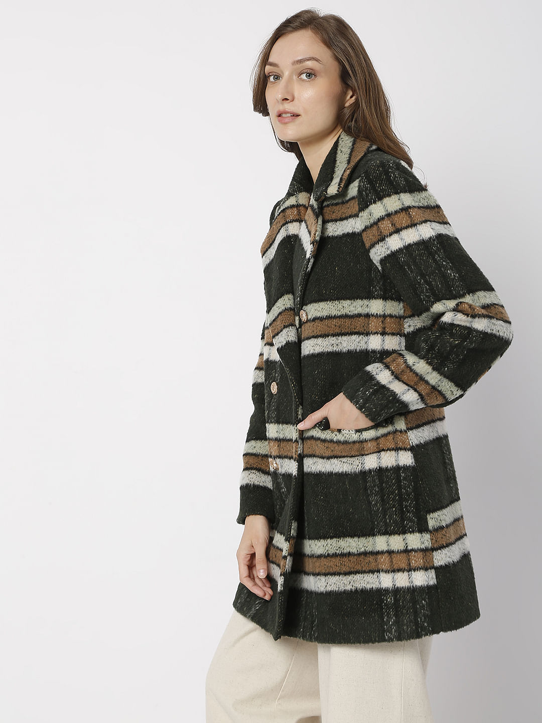 Dark Green Check Coat