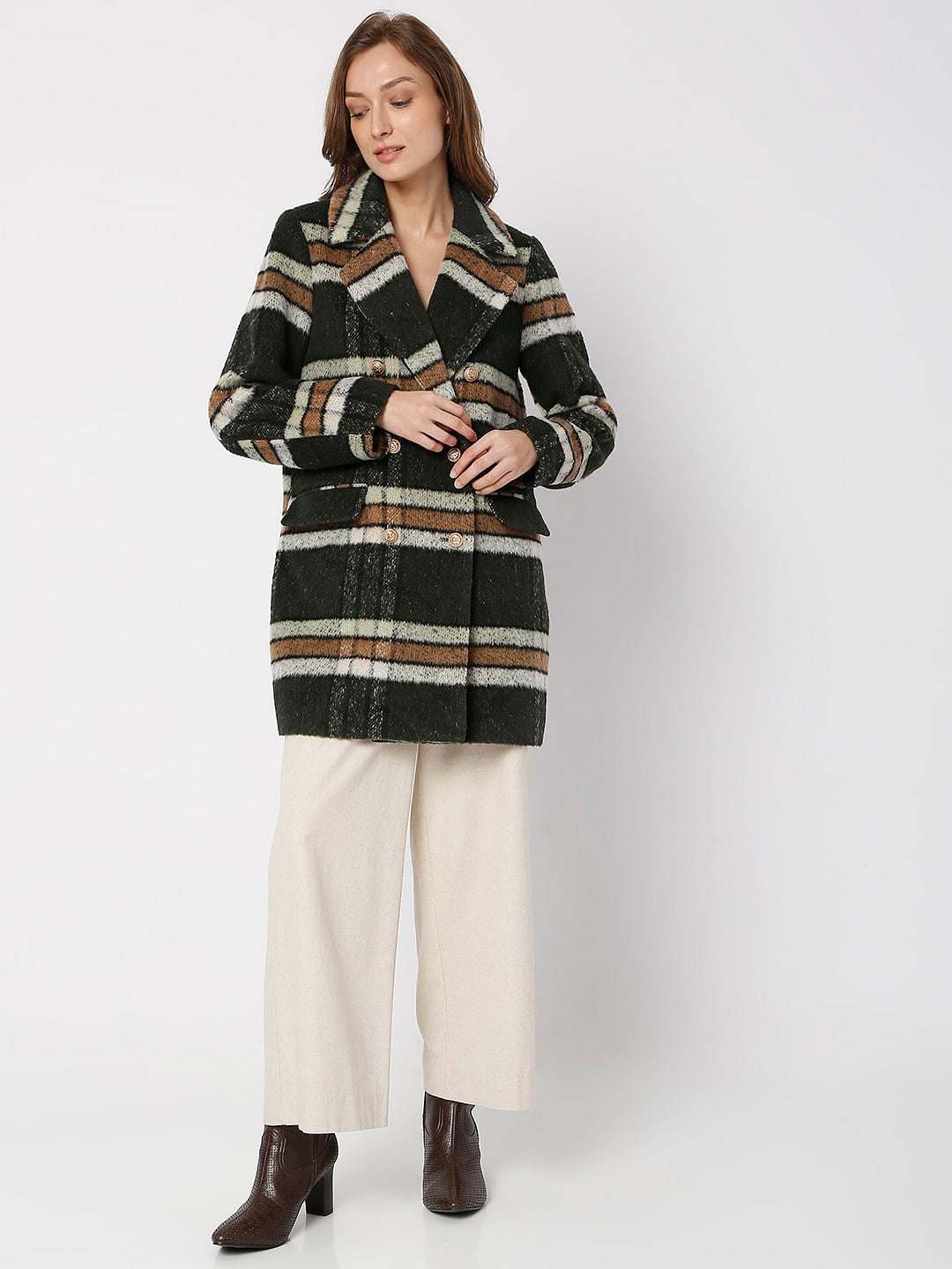 Dark Green Check Coat