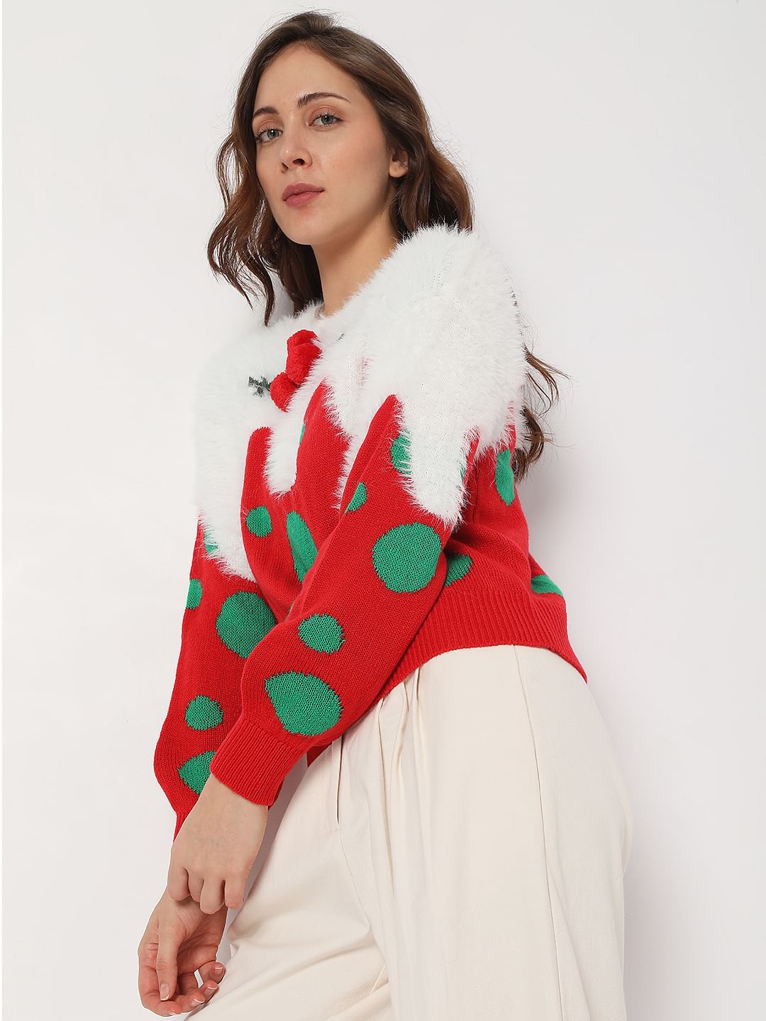 Red Xmas Print Sweater