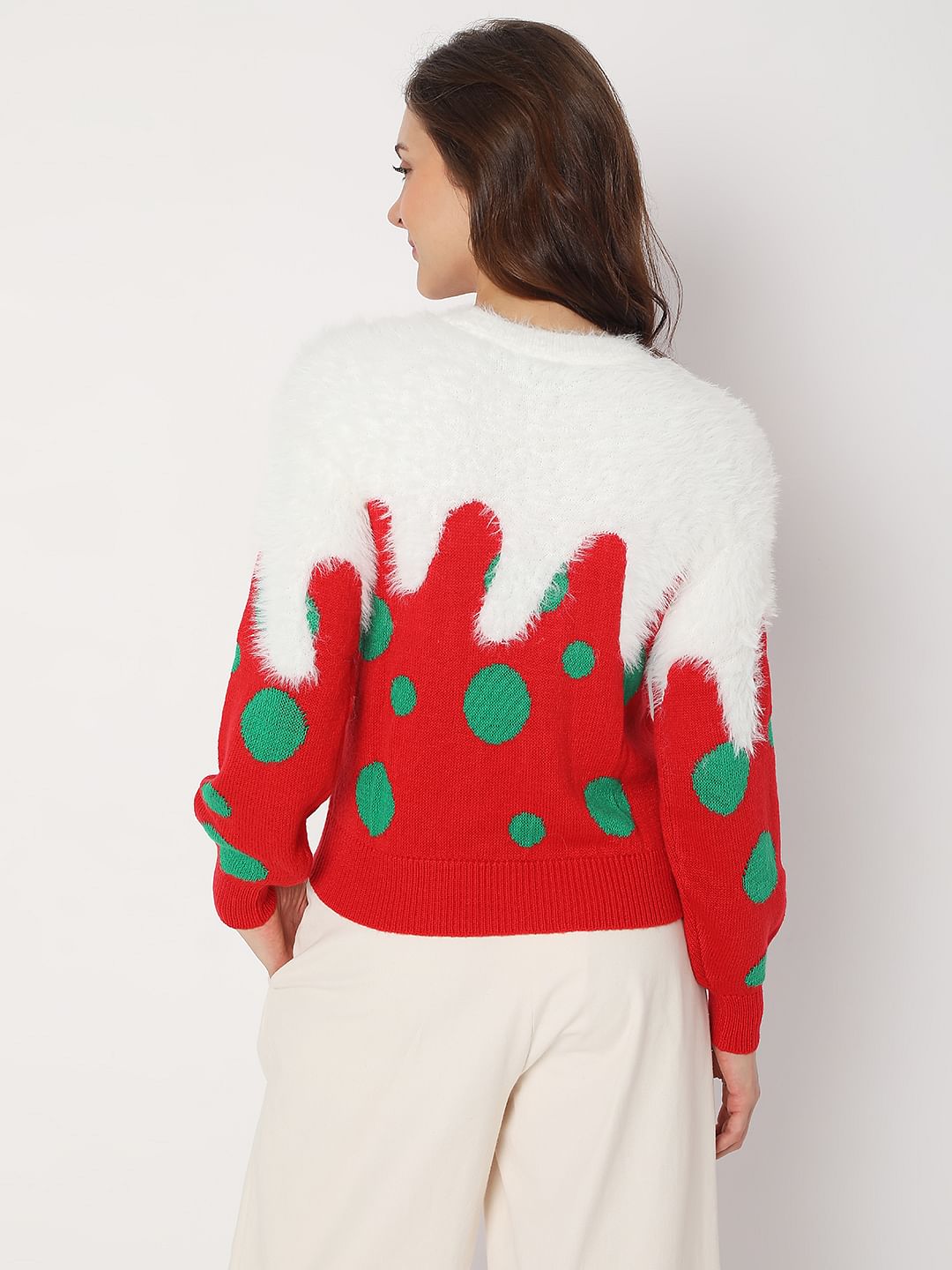Red Xmas Print Sweater