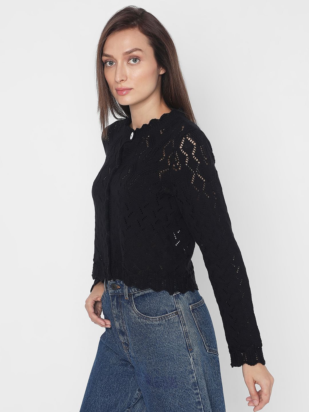 Black Pointelle Cardigan