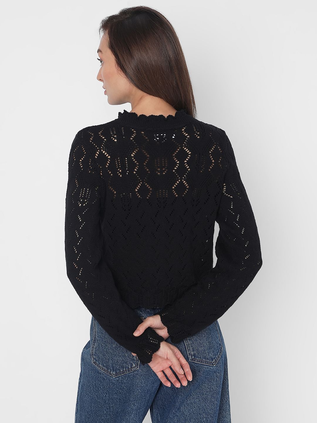 Black Pointelle Cardigan