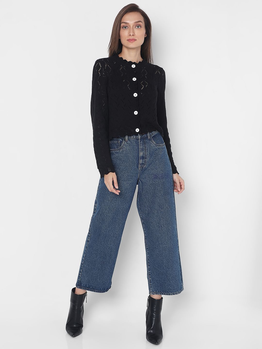 Black Pointelle Cardigan