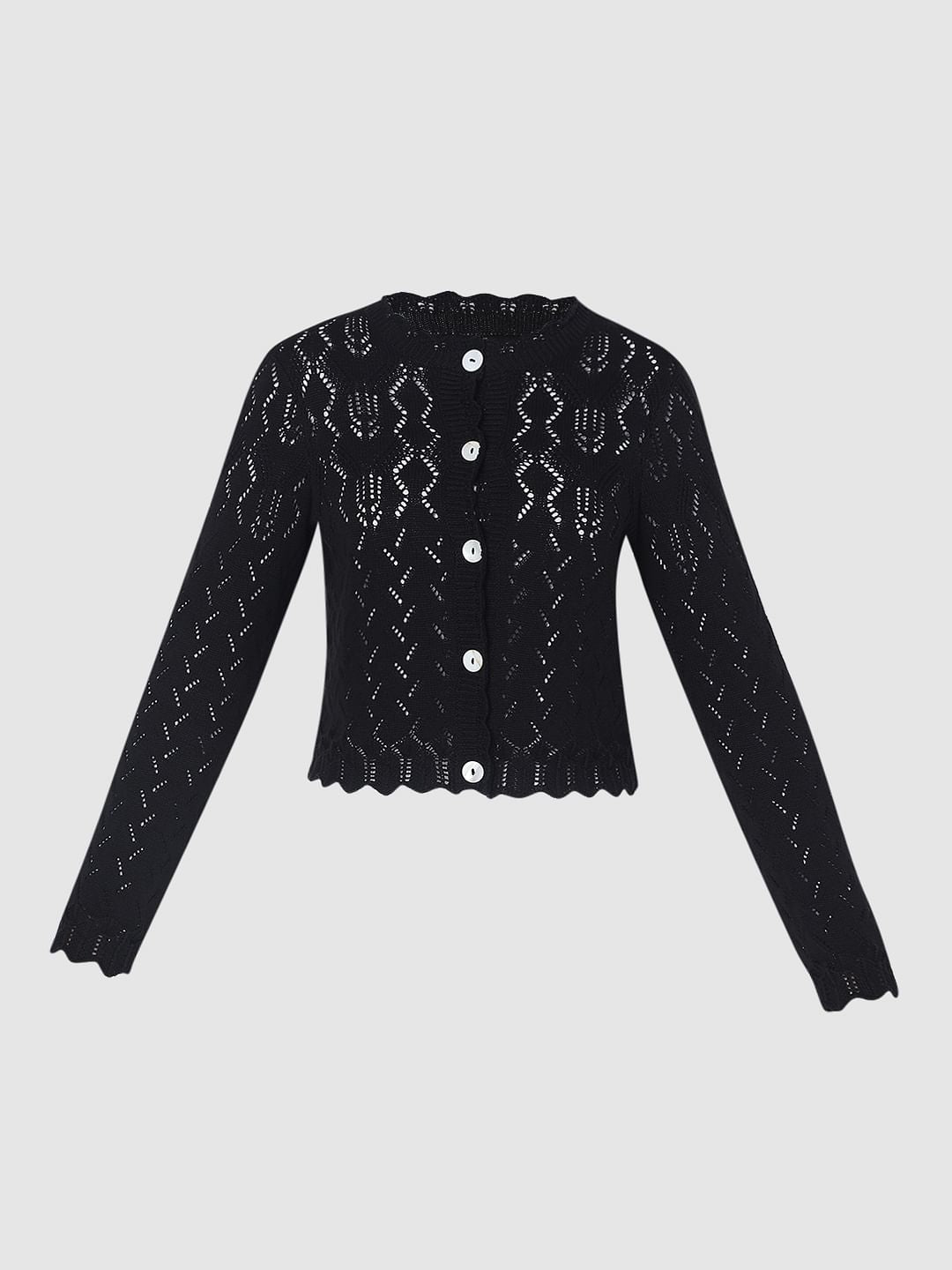 Black Pointelle Cardigan