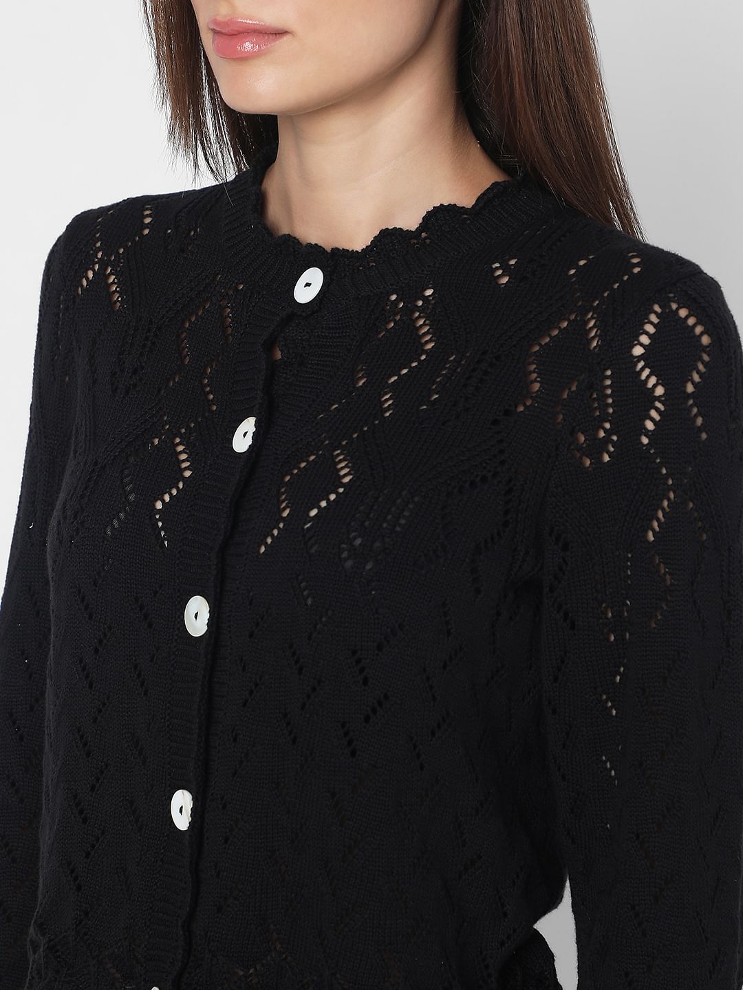 Black Pointelle Cardigan