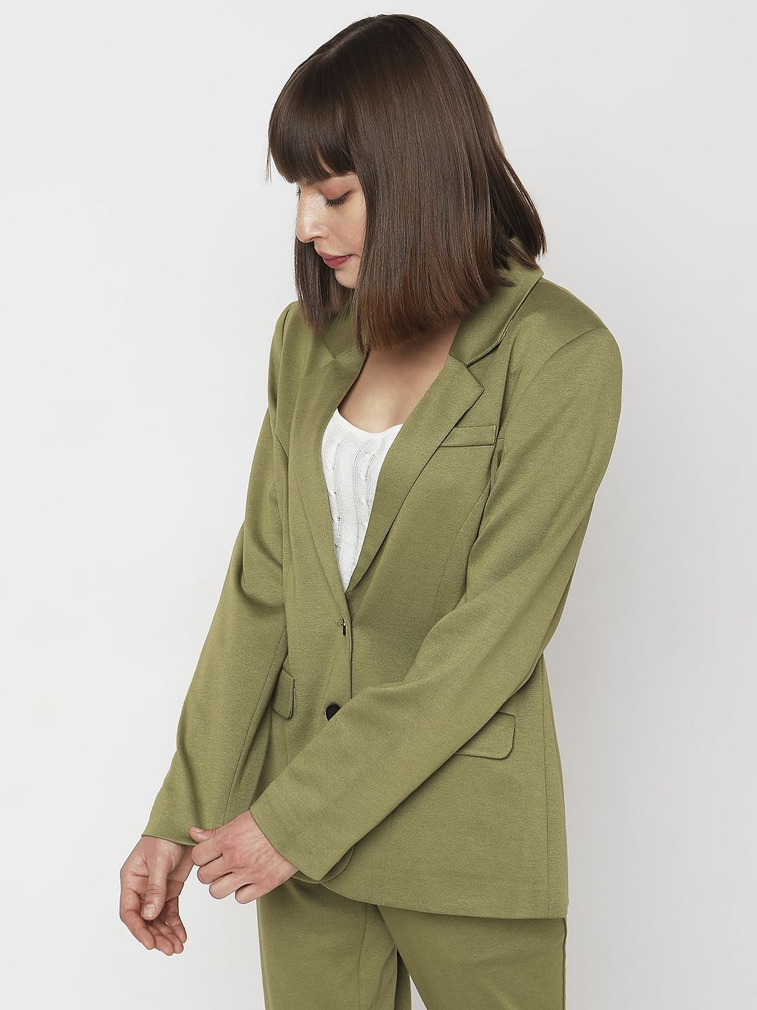 Olive Green Co-Ord Set Formal Blazer