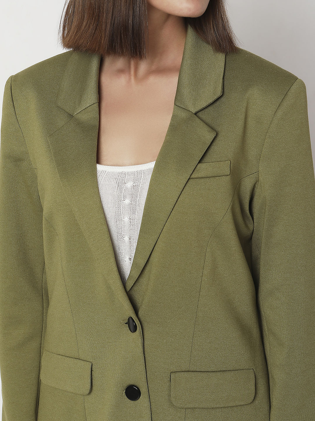 Olive Green Co-Ord Set Formal Blazer