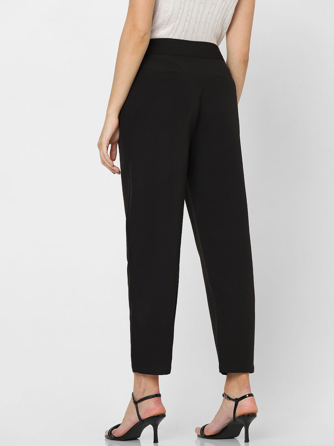 Black High Rise Straight Fit Pants