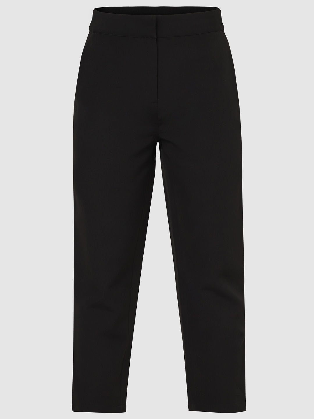 Black High Rise Straight Fit Pants