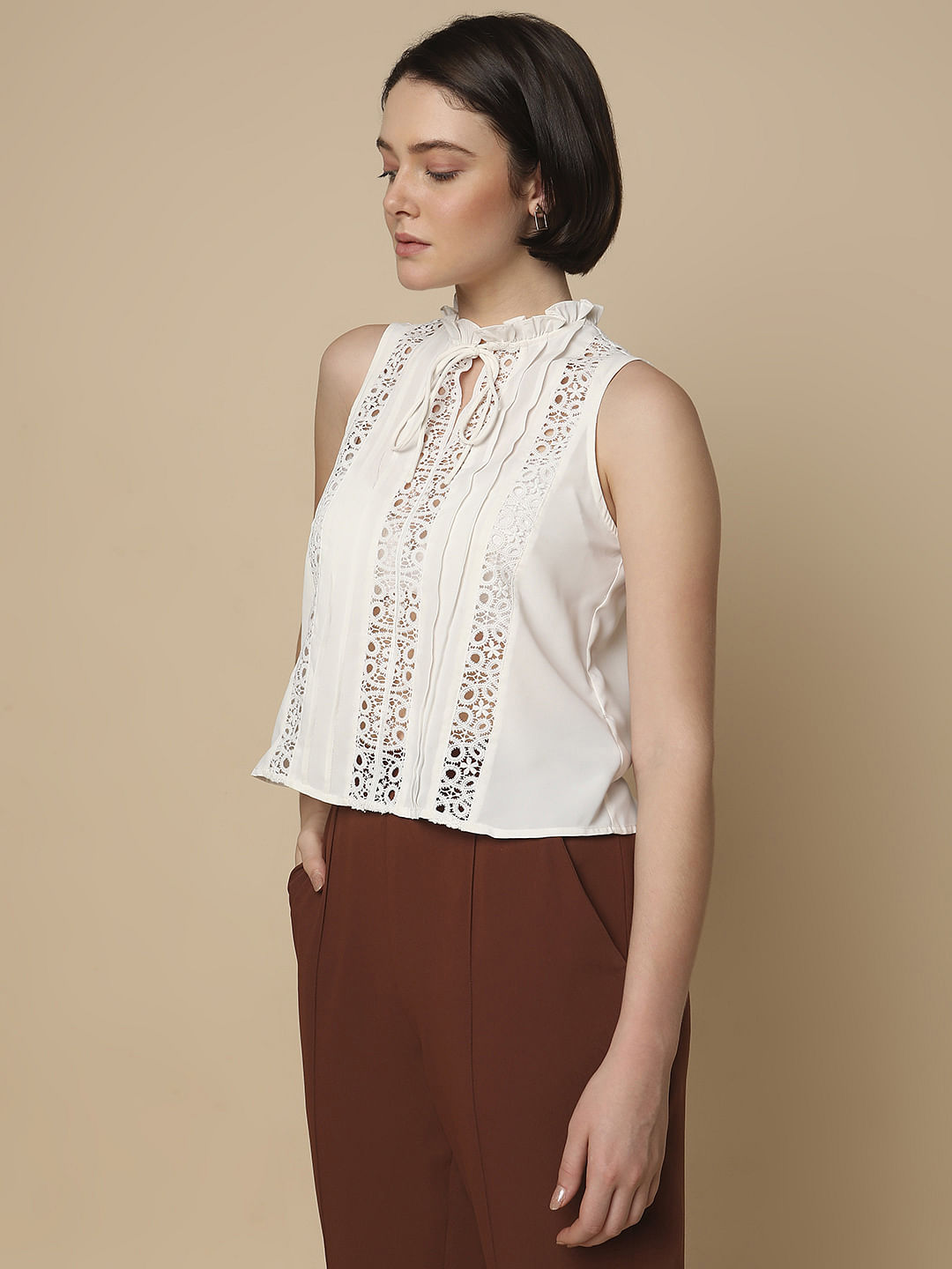 White Lace Insert Top