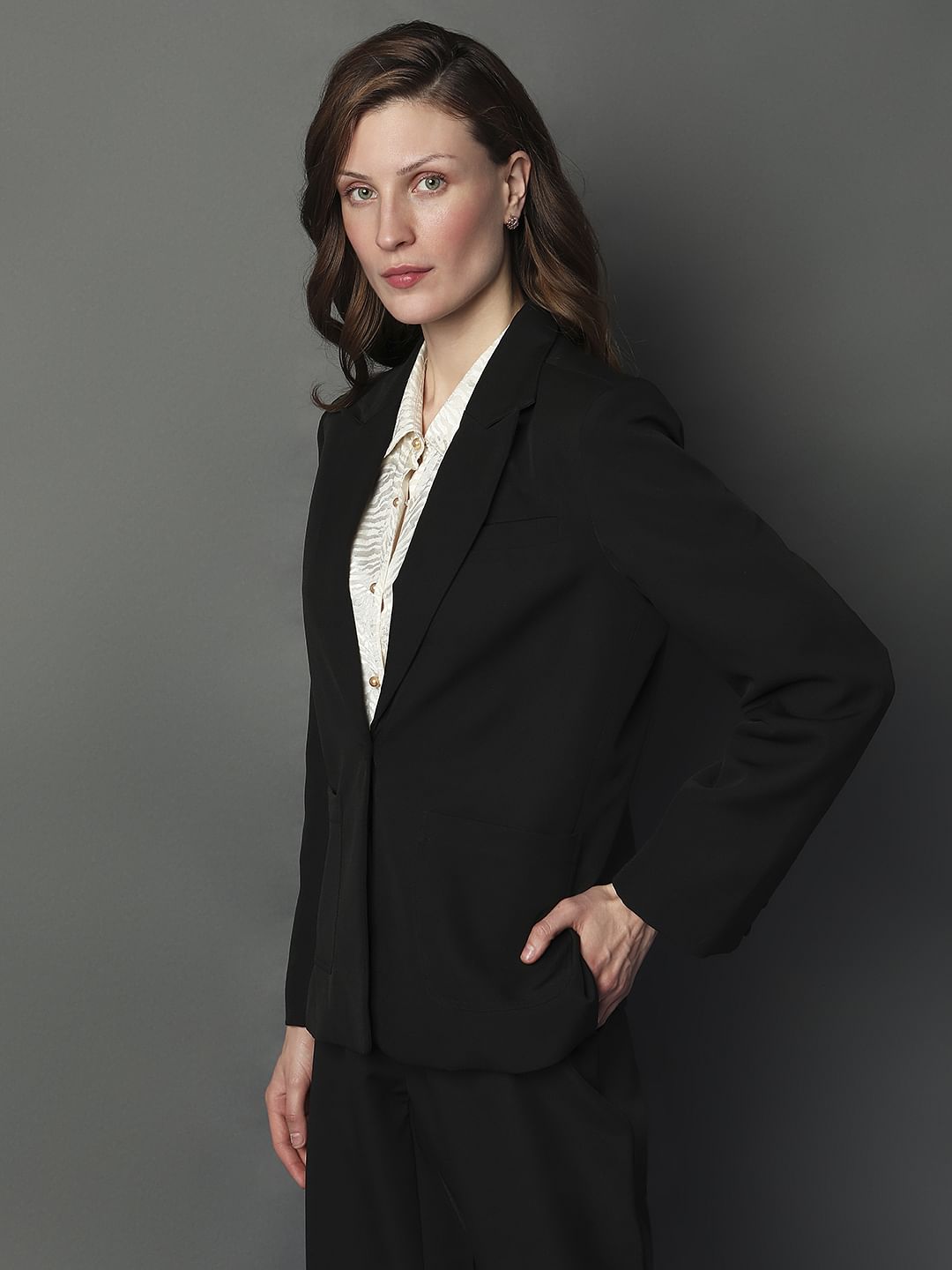 Black Co-Ord Set Formal Blazer