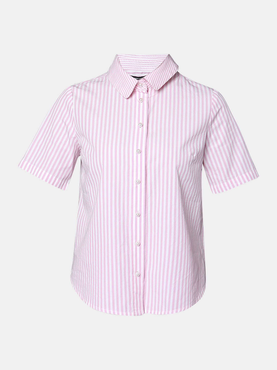 Pink Striped Short Sleeves Shirt