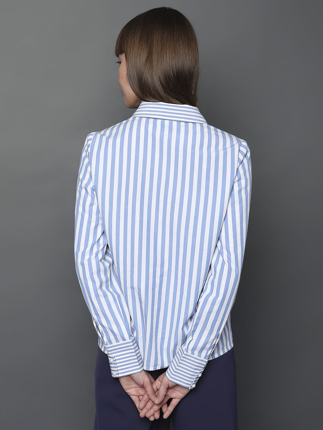 Blue Striped Full Sleeves Shirt