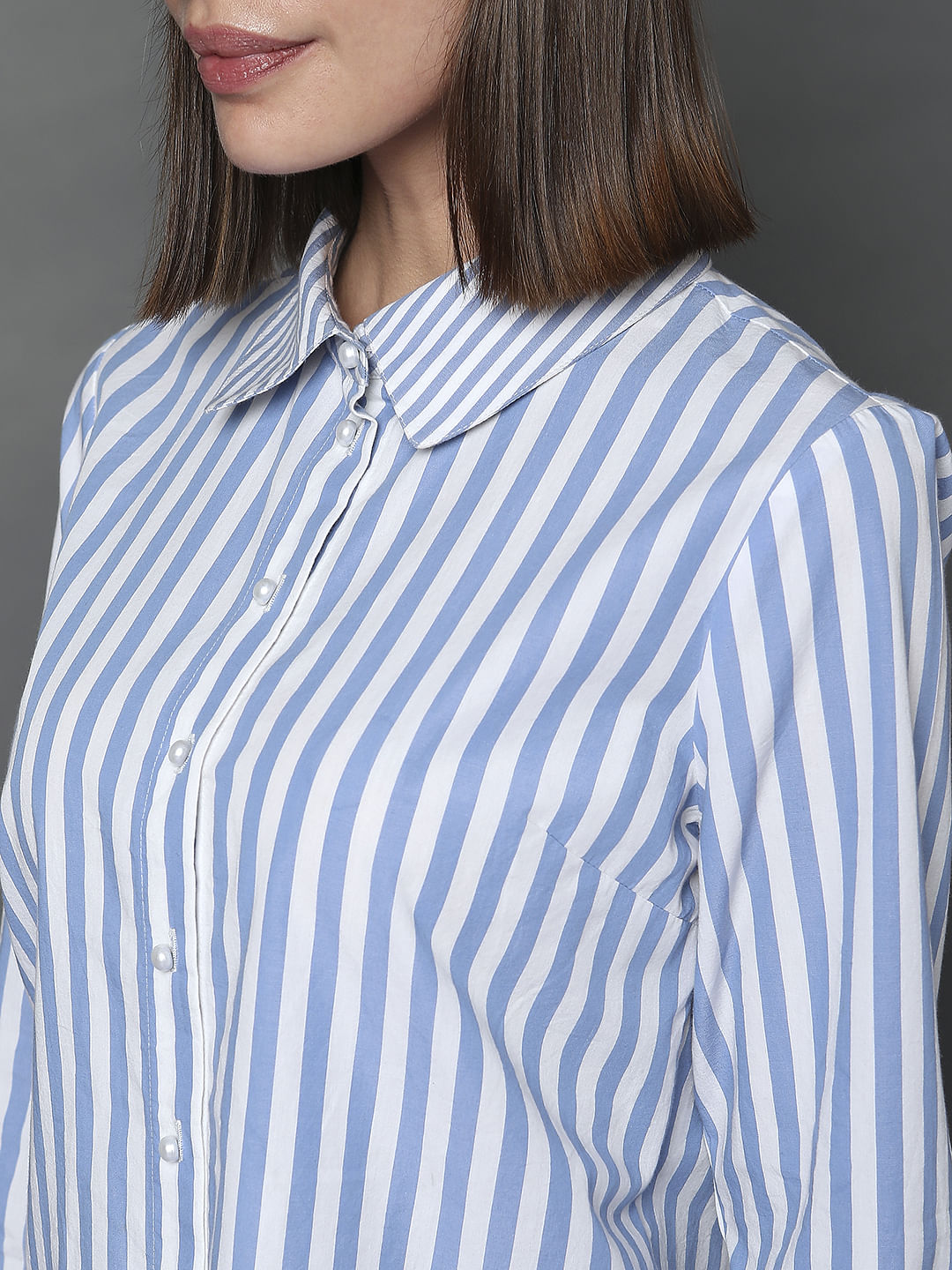 Blue Striped Full Sleeves Shirt