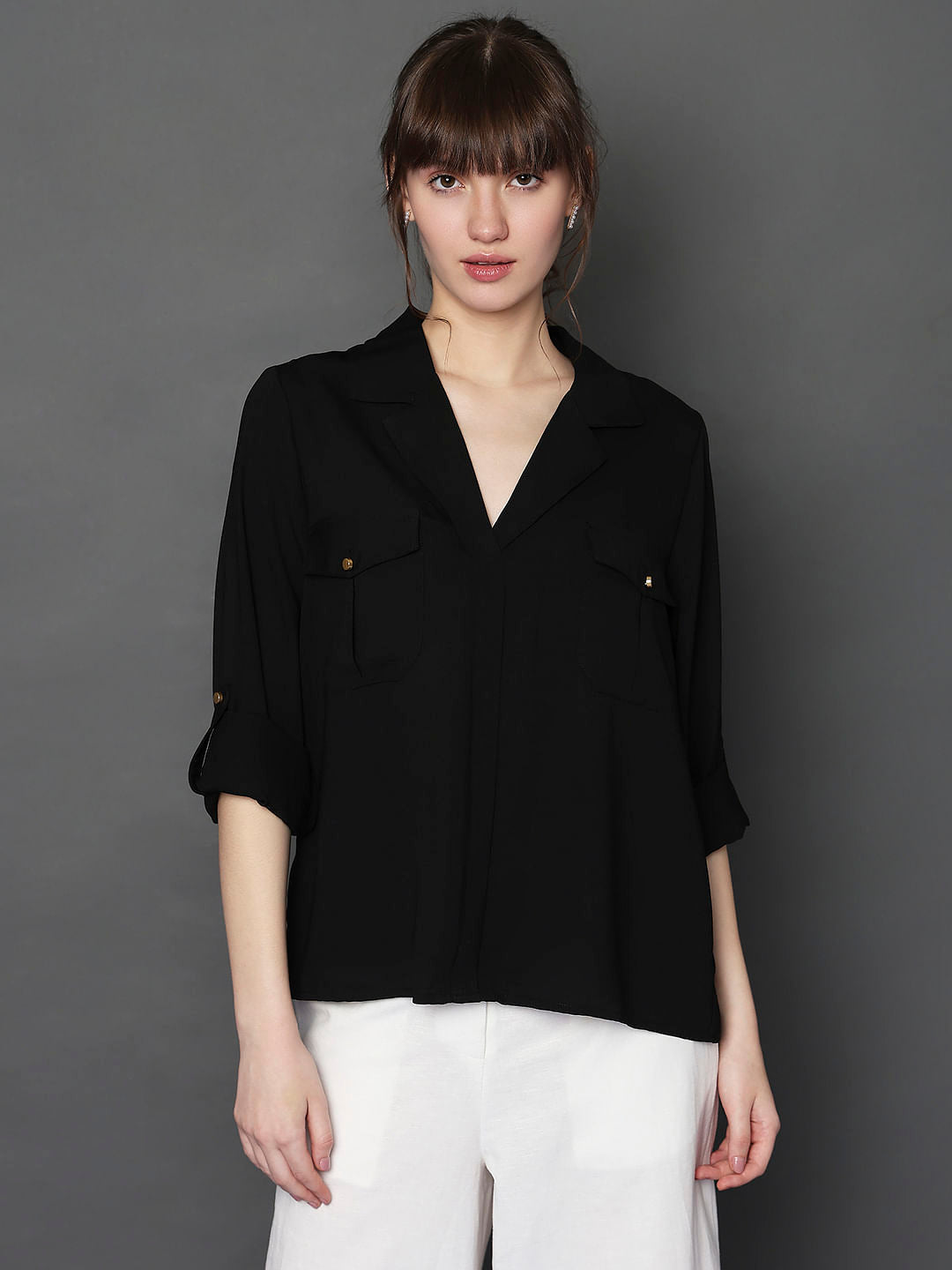 Black Utility Pockets Shirt