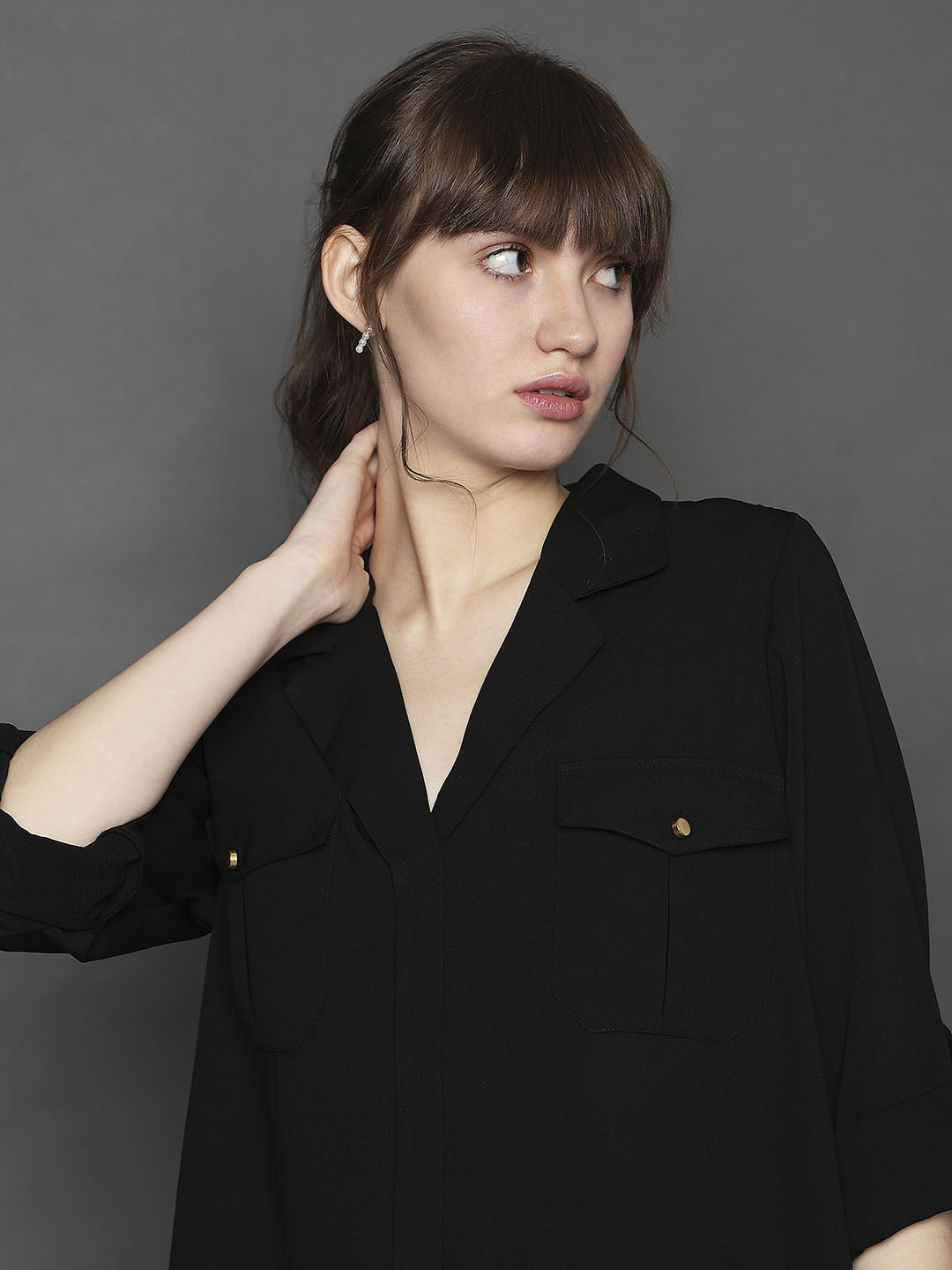 Black Utility Pockets Shirt