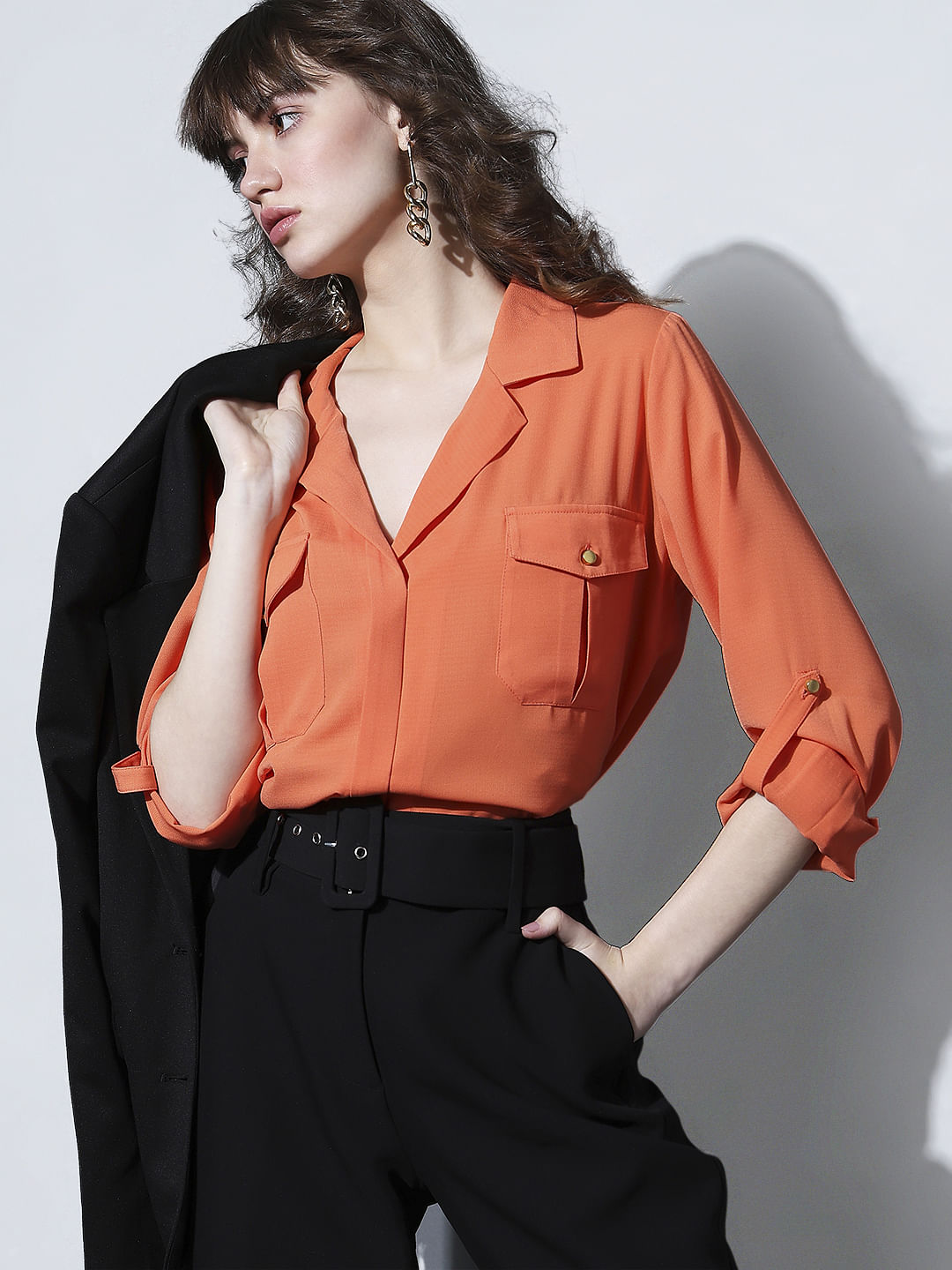 Coral Utility Pockets Shirt