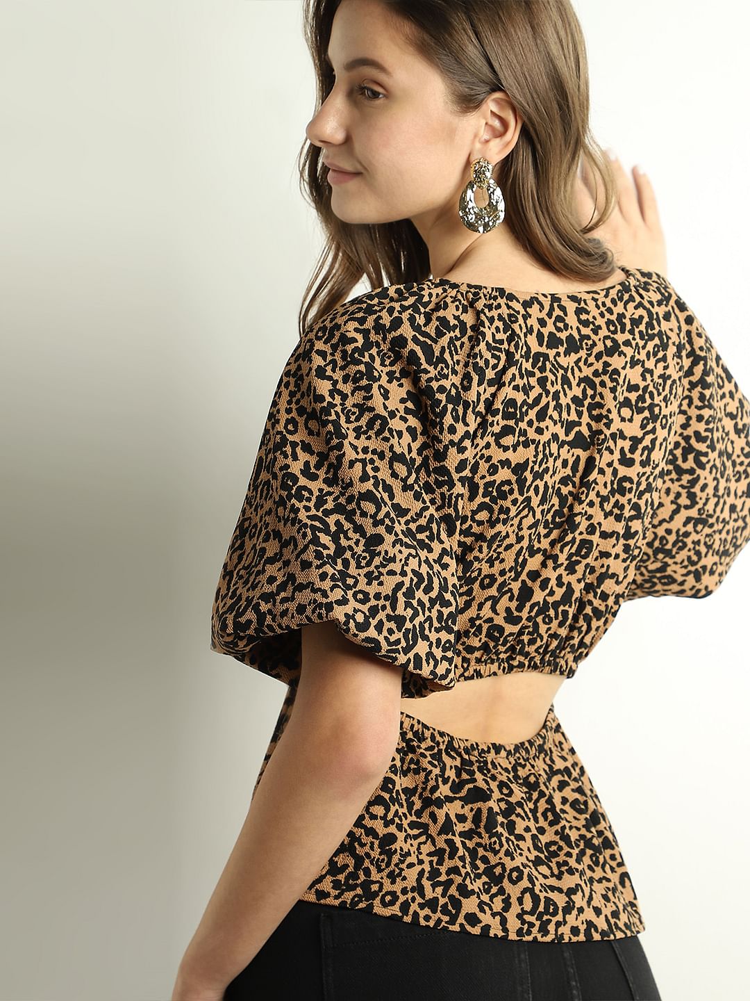 Brown Animal Print Top