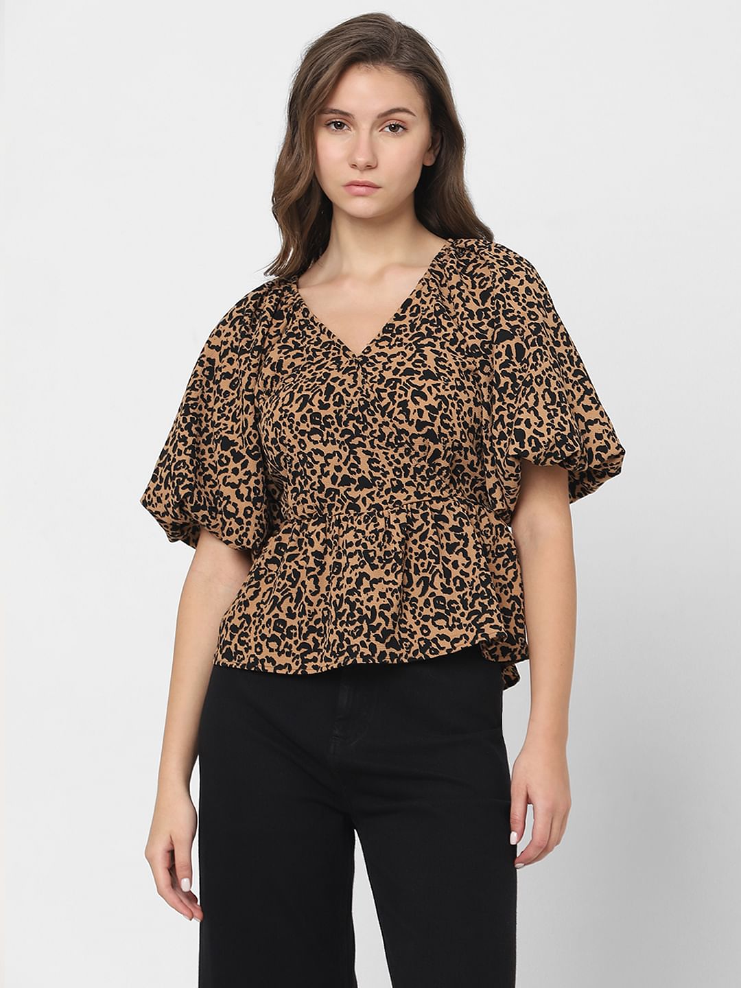 Brown Animal Print Top