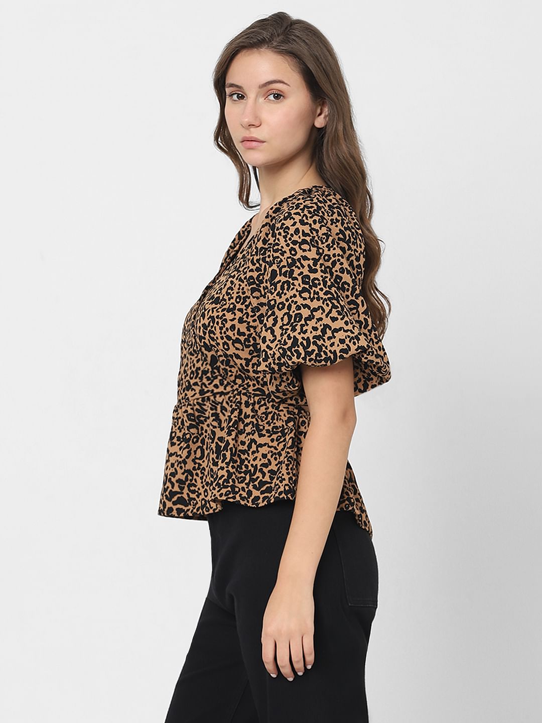 Brown Animal Print Top