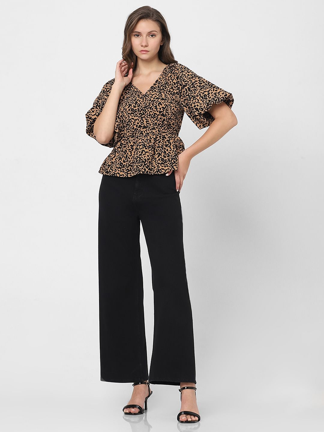 Brown Animal Print Top