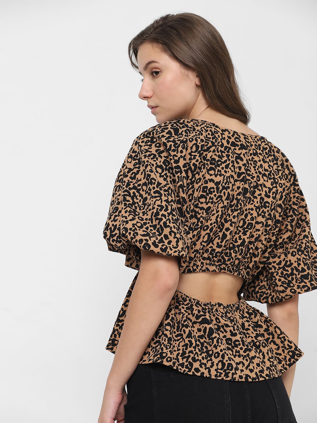Brown Animal Print Top