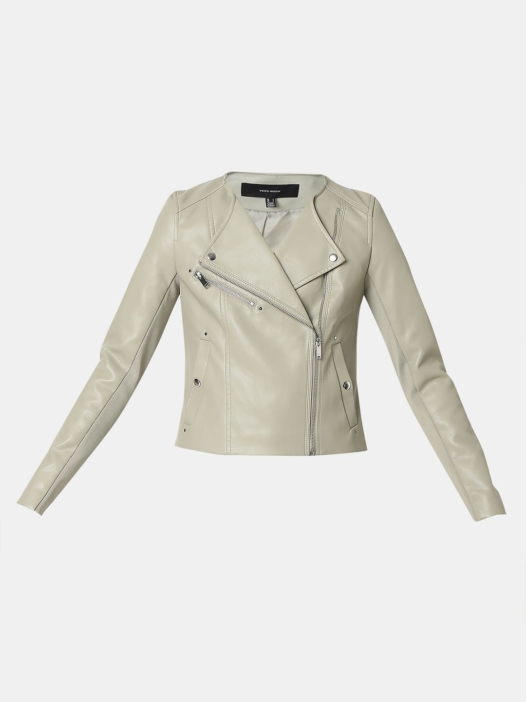 Sage Green Pu Biker Jacket