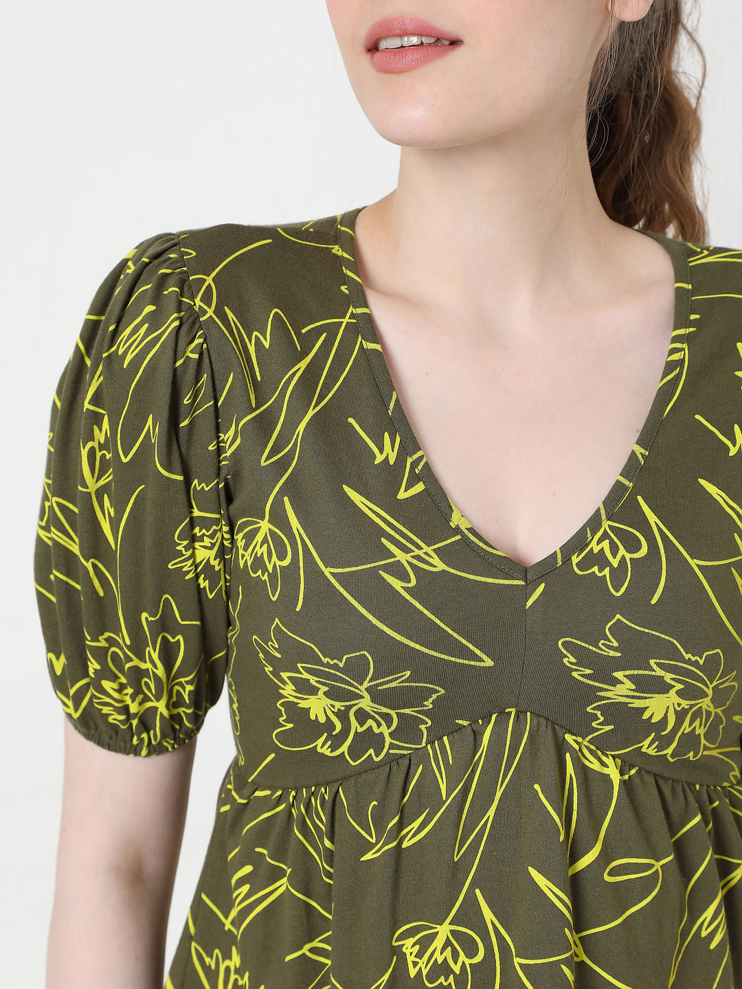 Green Printed Crop Top