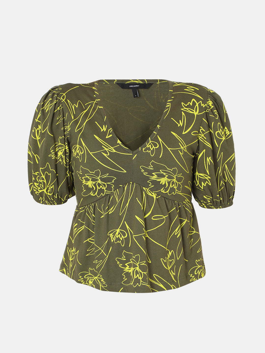 Green Printed Crop Top