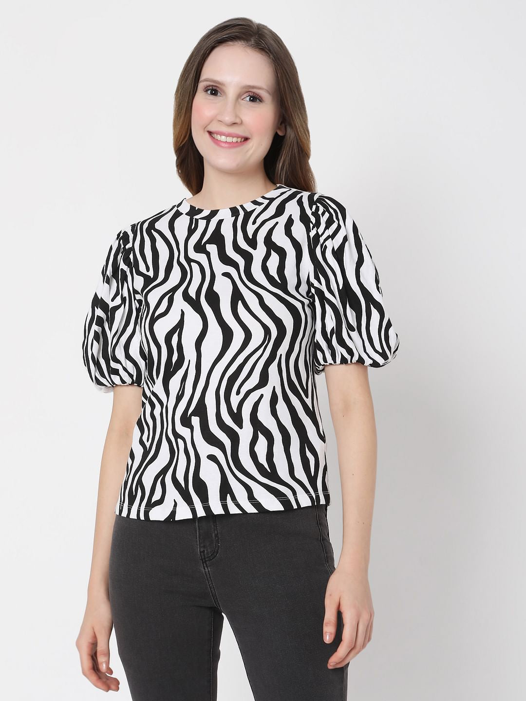 Black & White Animal Print Top