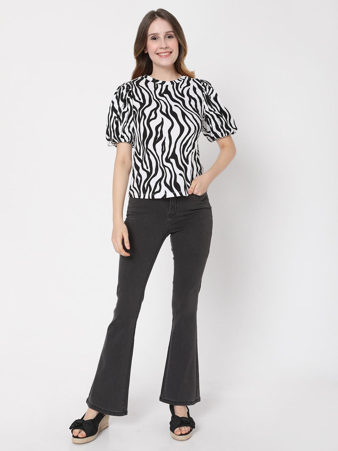 Black & White Animal Print Top