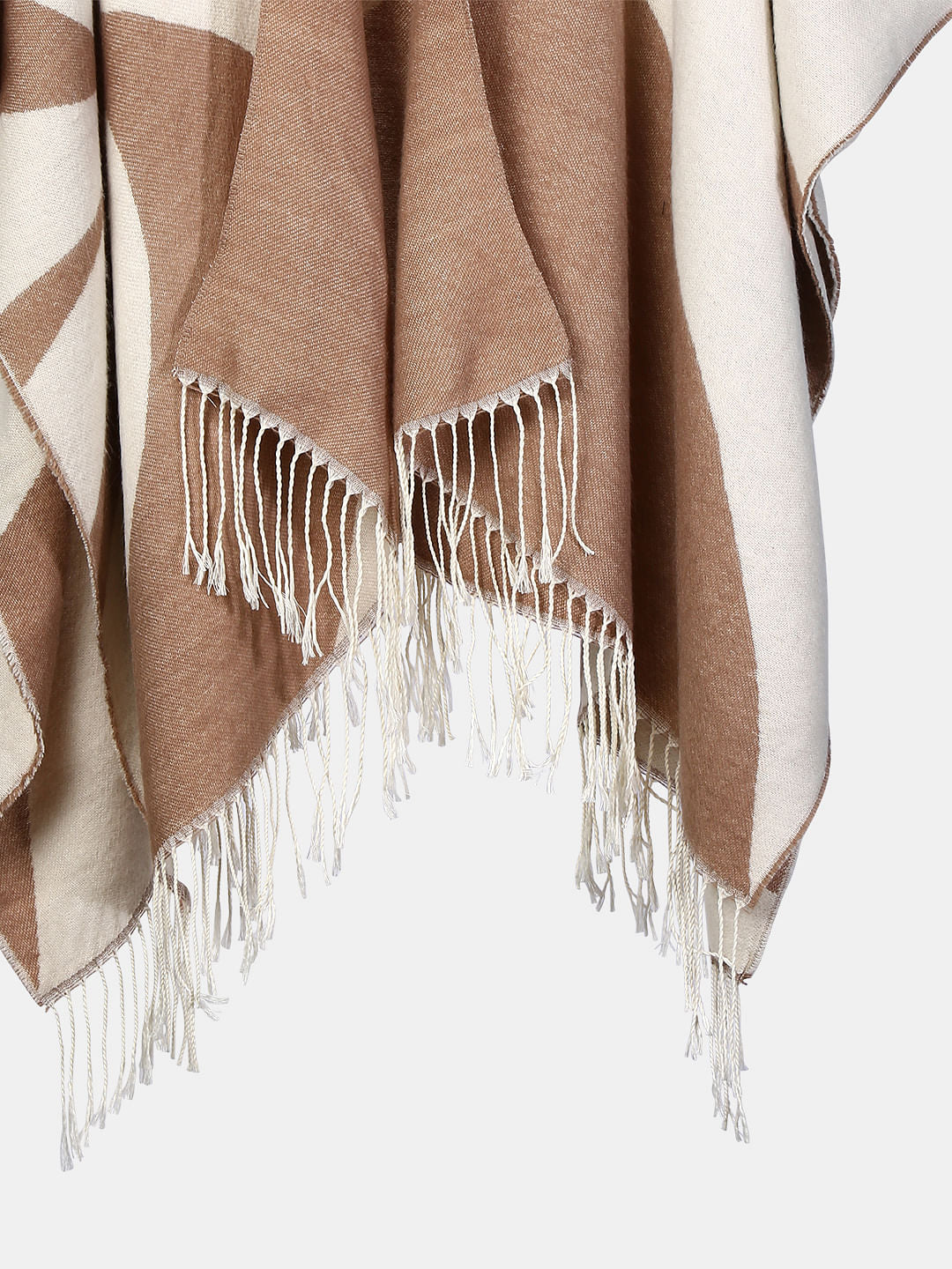 Beige & White Poncho