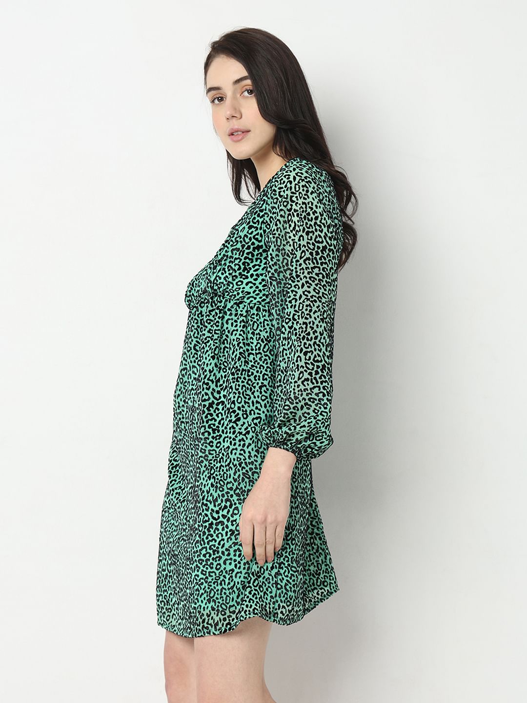 Green Animal Print Dress