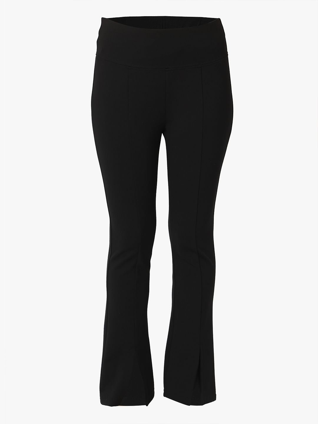 Black Front Slit Flared Leggings