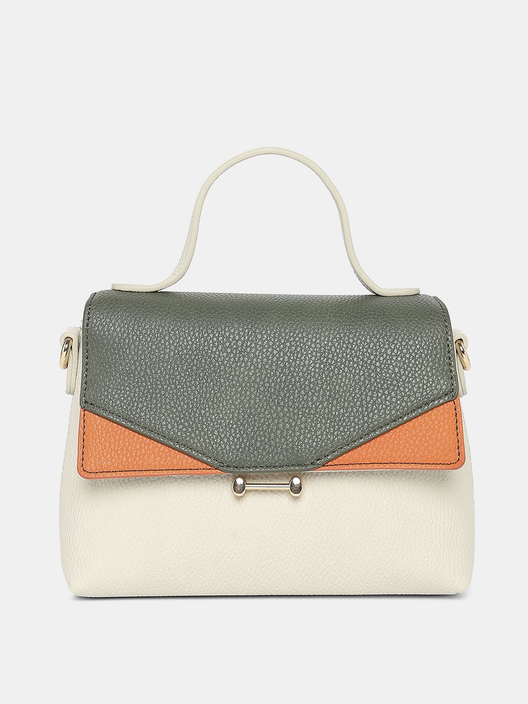 Beige Colourblocked Crossbody Bag