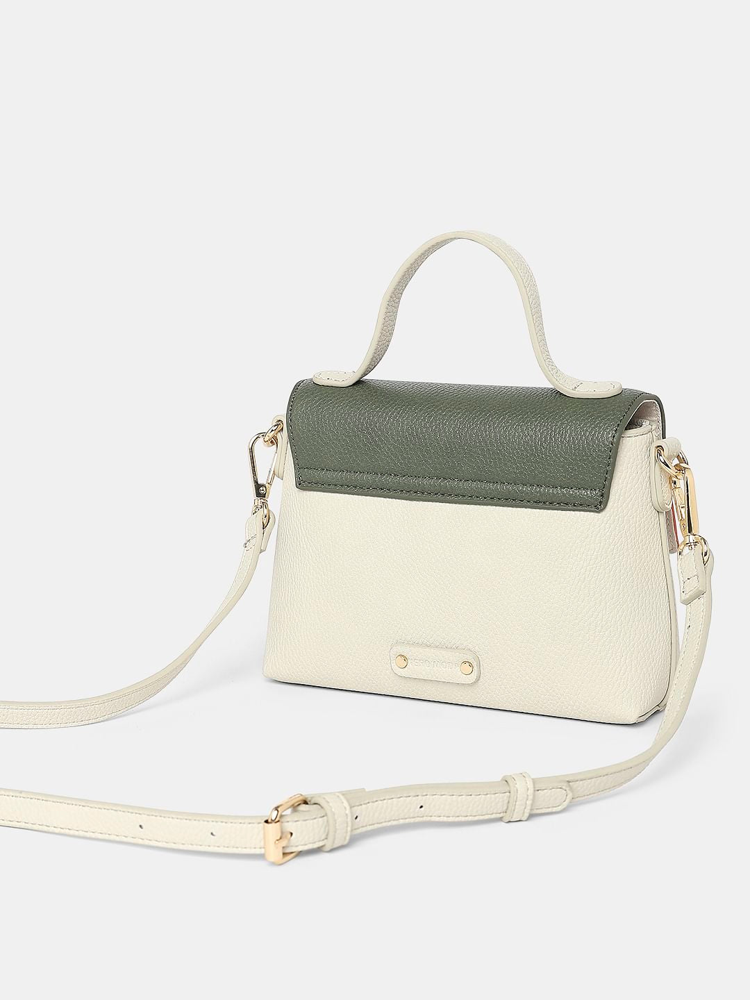 Beige Colourblocked Crossbody Bag