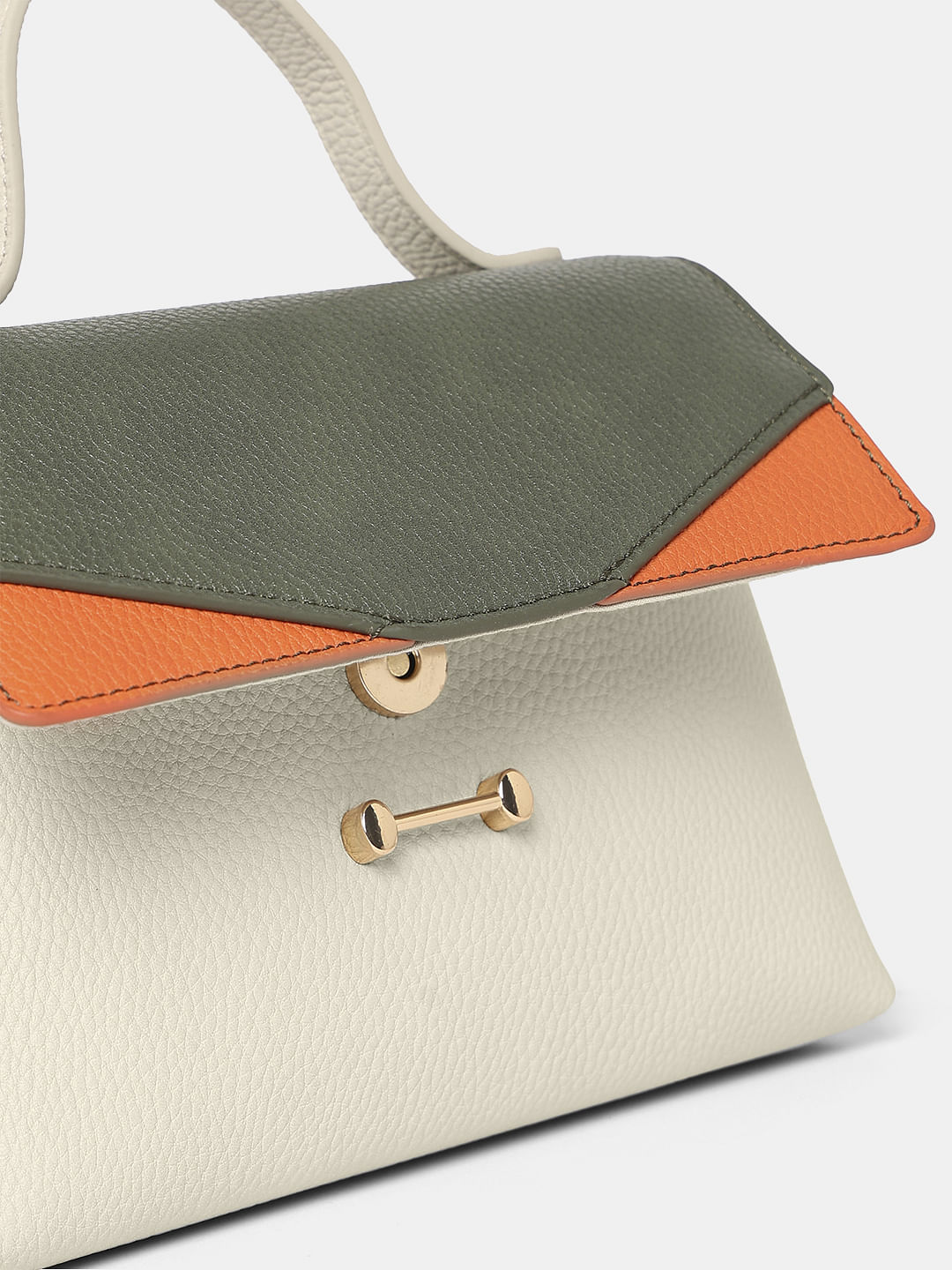 Beige Colourblocked Crossbody Bag