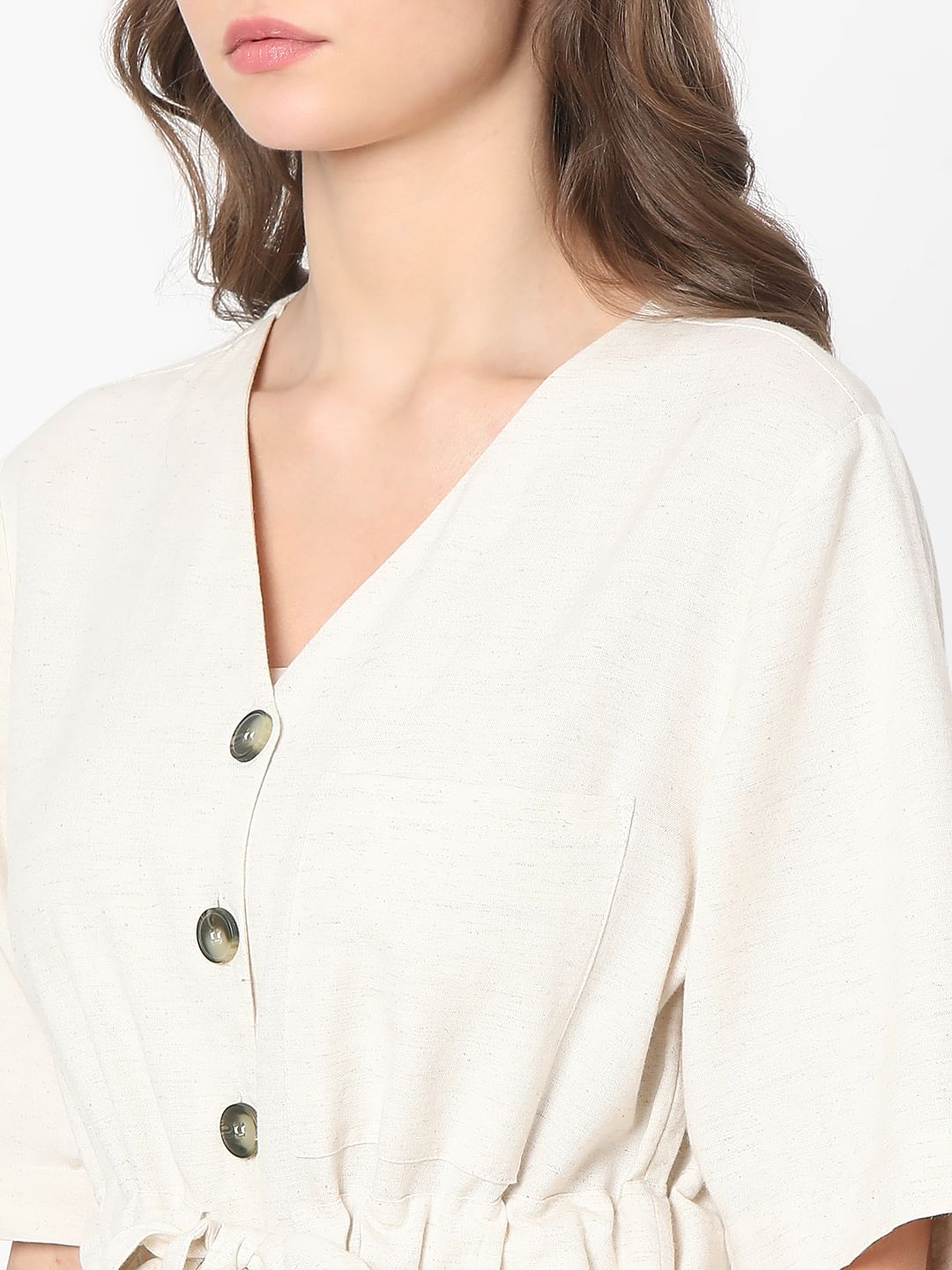 White Short Sleeves Jumpsuit