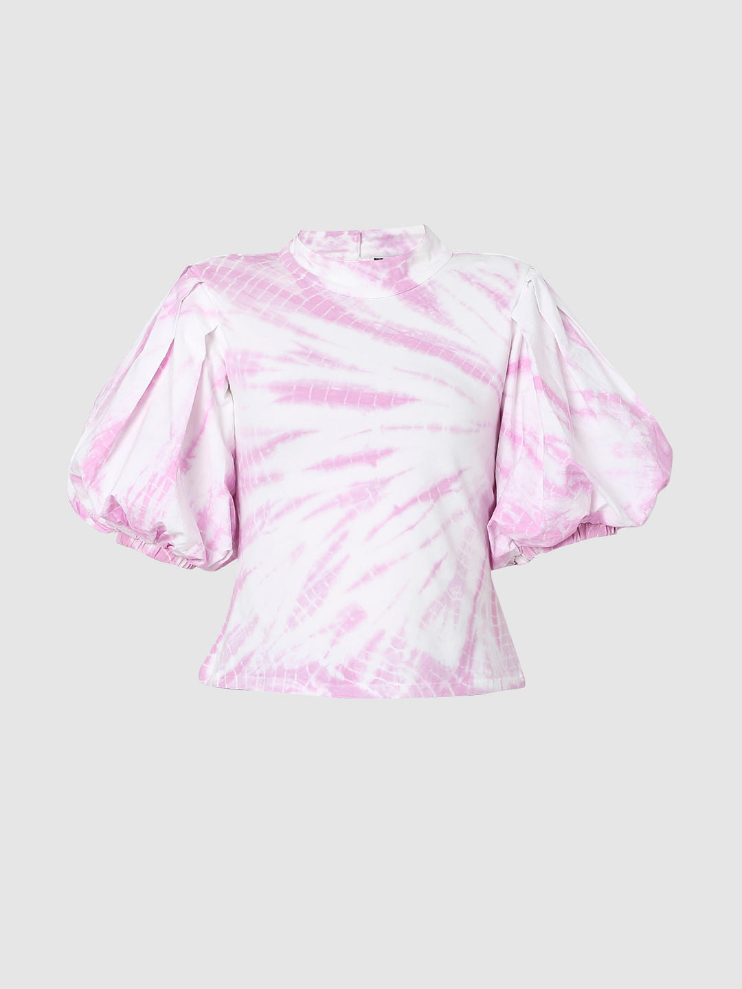 Pink Tie Dye Puff Sleeves Top