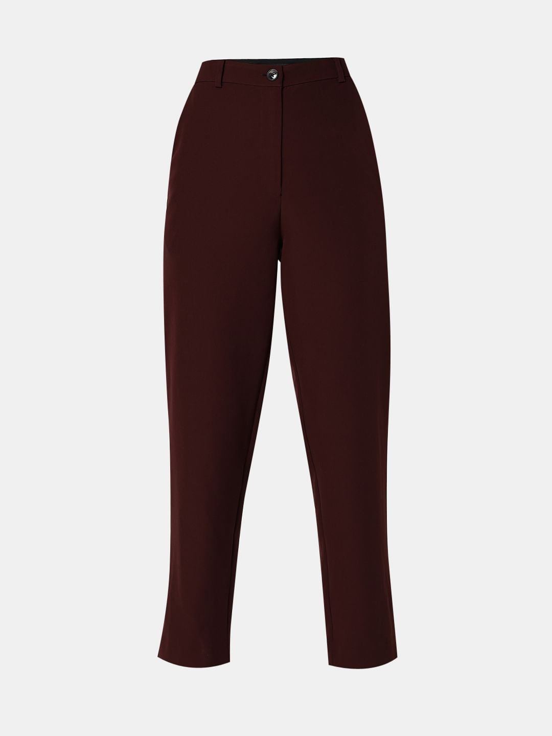 Dark Brown High Rise Straight Fit Pants