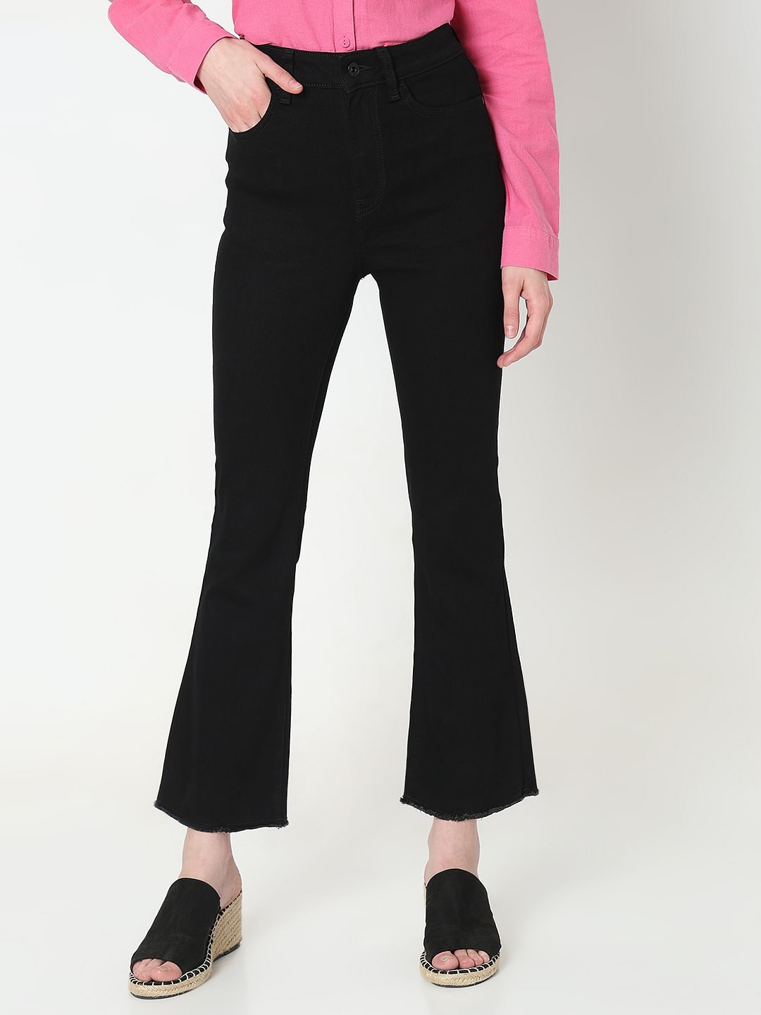 Black High Rise Bootcut Jeans