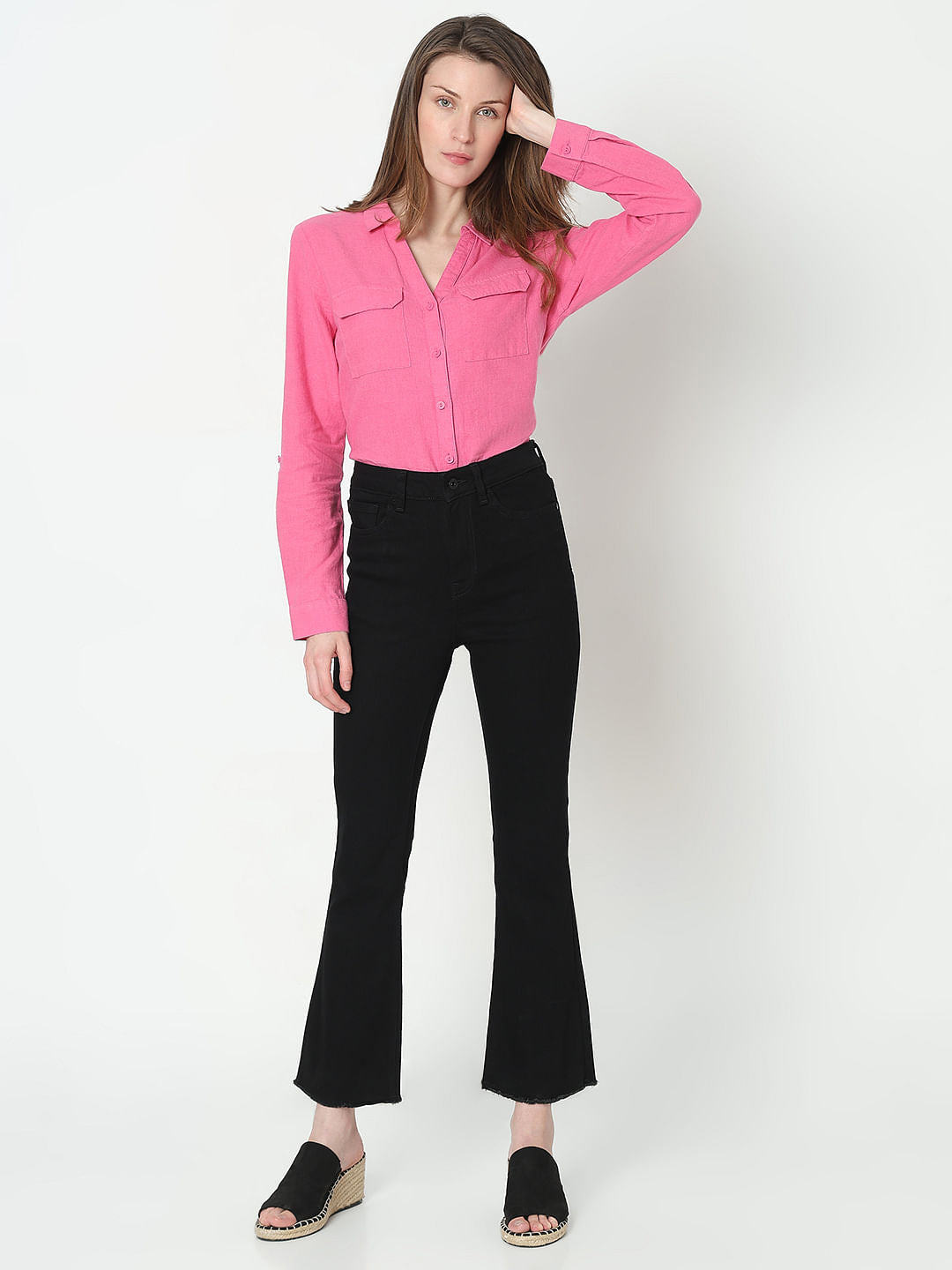 Black High Rise Bootcut Jeans