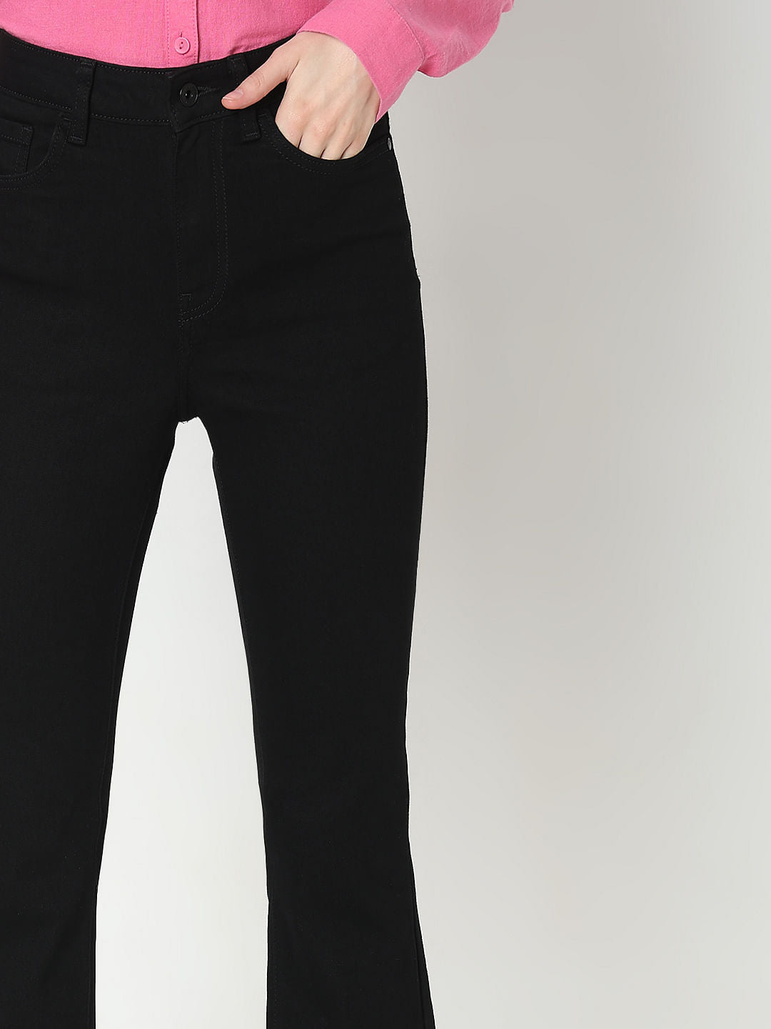 Black High Rise Bootcut Jeans